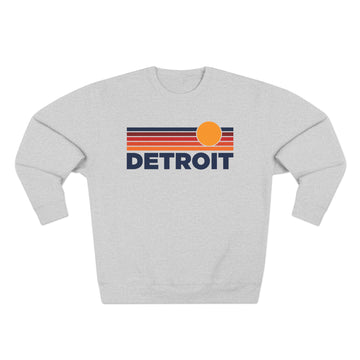Buy heather-grey Premium Detroit, Michigan Sun Graphic Sweatshirt