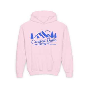 Buy light-pink Retro Crested Butte, Colorado Youth Hoodie - Mountain Crested Kids Sweatshirt, Cute Crested Butte, Colorado Children's Pullover