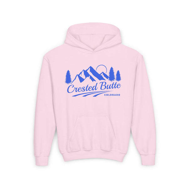 Retro Crested Butte, Colorado Youth Hoodie - Mountain Crested Kids Sweatshirt, Cute Crested Butte, Colorado Children's Pullover