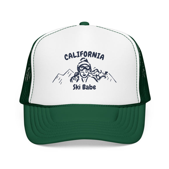 California Ski Babe Trucker Hat — Foam Mesh Cap