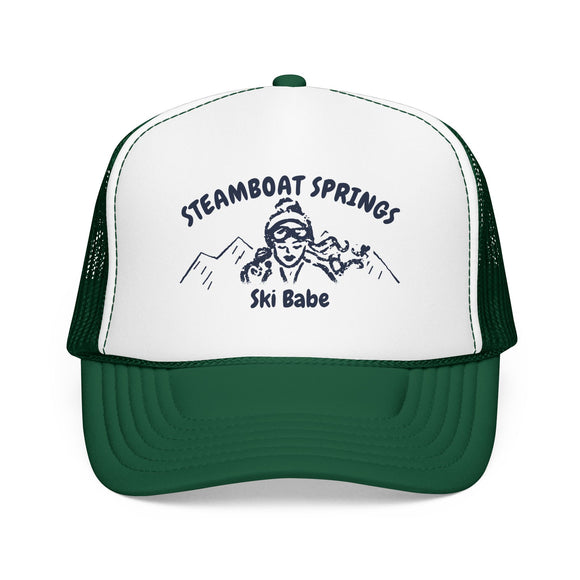 Steamboat Springs, Colorado Ski Babe Trucker Hat — Foam Mesh Cap