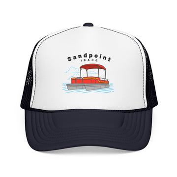 Buy navy-white-navy Sandpoint, Idaho Trucker Hat - Pontoon Boat