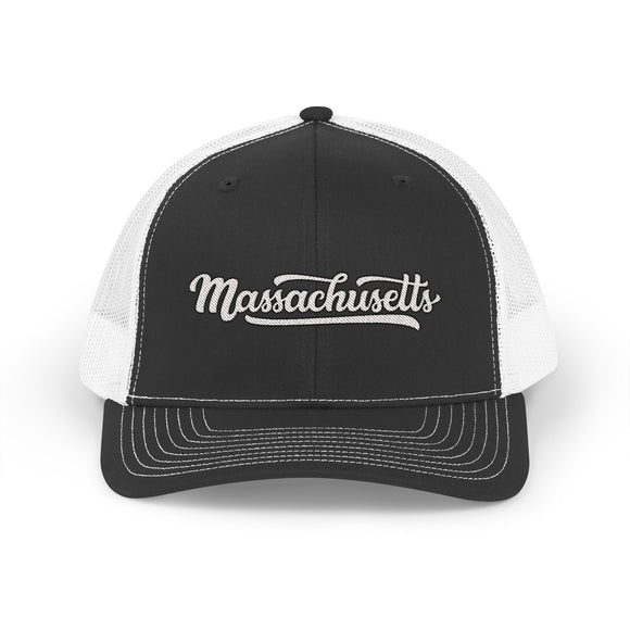 Massachusetts Snapback Trucker Cap - Embroidered Massachusetts Hat