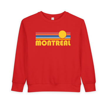 Buy red Montreal, Canada Toddler Sweatshirt - Retro Sun Montreal Toddler Crewneck Sweatshirt