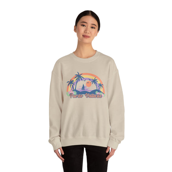 Puerto Vallarta Sweatshirt - Unisex Retro Beach Puerto Vallarta Crewneck Sweatshirt