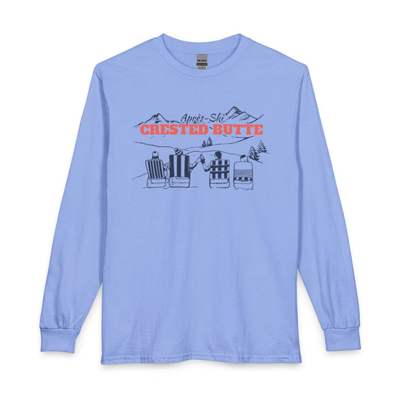 Crested Butte, Colorado Après-ski Long Sleeve Shirt - Mountain Retro Skiing