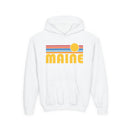 Maine Youth Hoodie - Retro Sun Maine Youth Sweatshirt-1