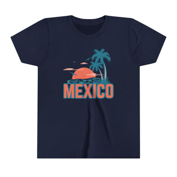 Buy navy Mexico Youth Shirt - Retro Palm Tree Mexico Kid's T-Shirt