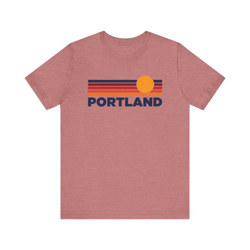 Portland, Oregon T-Shirt Retro Sun Ombre Unisex Tee, Vintage Oregon Tee, Mountain Sun Portland Tee, Oregon Souvenir Shirt - 0