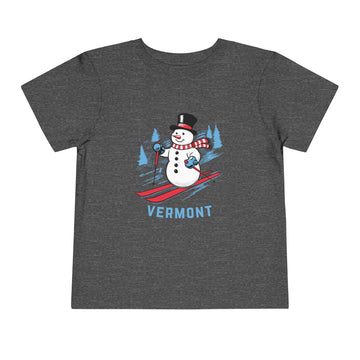 Buy dark-heather-grey Vermont Toddler Skiing Snowman Graphic Tee - Kids Vermont Shirt