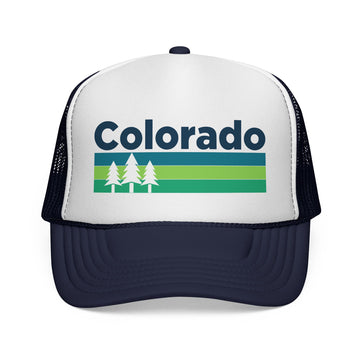 Buy dark-navy Colorado Retro Trees Trucker Hat - Vintage Style Colorado Cap