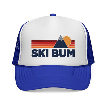 Buy royal Ski Bum Retro Mountains Trucker Hat - Vintage Style Ski Bum Cap
