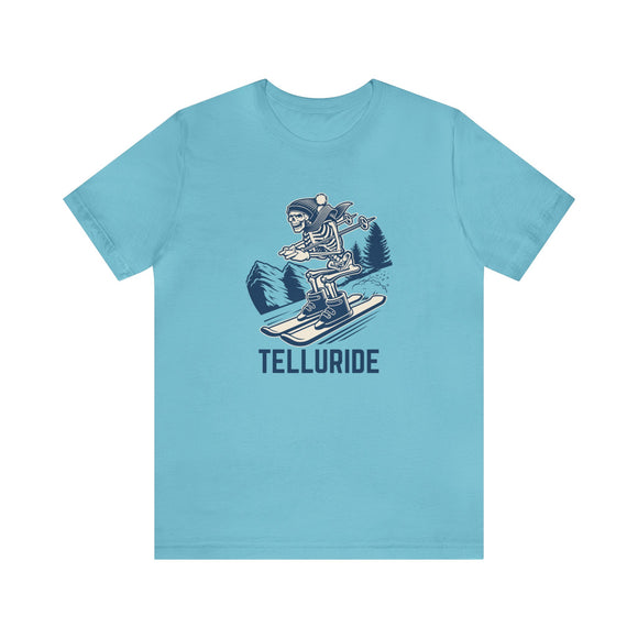 Telluride, Colorado T-Shirt - Skeleton Skier Unisex Telluride Shirt