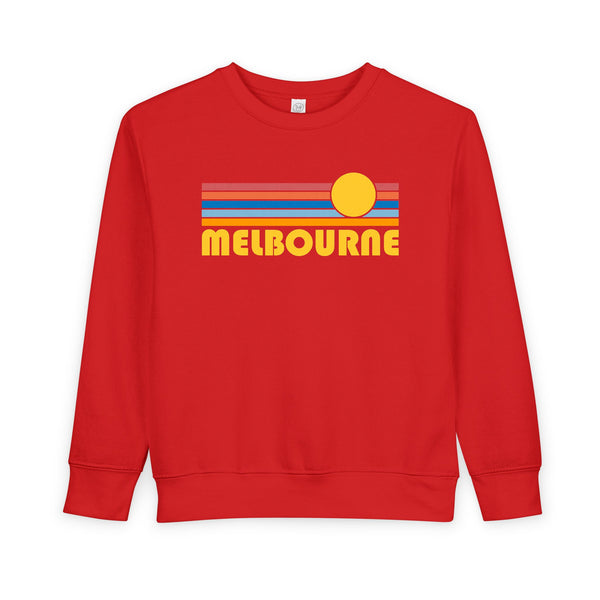 Melbourne, Florida Toddler Sweatshirt - Retro Sun Melbourne Toddler Crewneck Sweatshirt