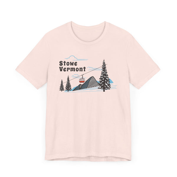 Stowe, Vermont T-Shirt - Retro Ski Mountain Gondola Unisex Stowe Shirt