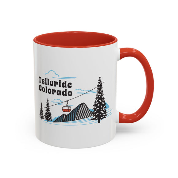 Telluride, Colorado Retro Snow Skiing Mountain 11 oz Mug, Ski Lodge Decor Coffee Cup, Mountain Gondola  Lover Gift, Retro Skiing Mug