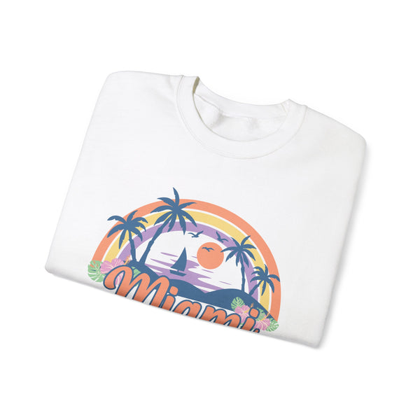 Miami, Florida Sweatshirt - Unisex Retro Beach Crewneck Miami Sweatshirt