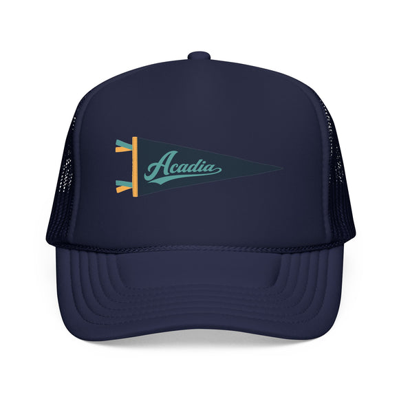 Acadia National Park Pennant Trucker Hat — Vintage Foam Mesh Cap
