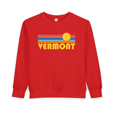Buy red Vermont Toddler Sweatshirt - Retro Sun Vermont Toddler Crewneck Sweatshirt
