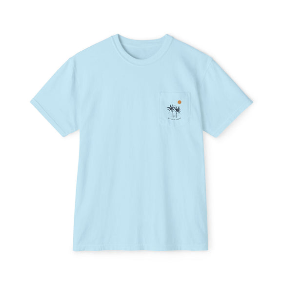 Myrtle Beach, South Carolina Palm Tree Pocket Tee, Summer Coastal Vibes Top, Beach Apparel - Comfort Colors Graphic T Shirt