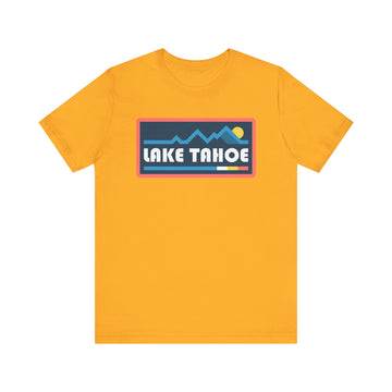 Buy gold Lake Tahoe, California T Shirt - Retro Graphic Tee - Mountain Box Patch