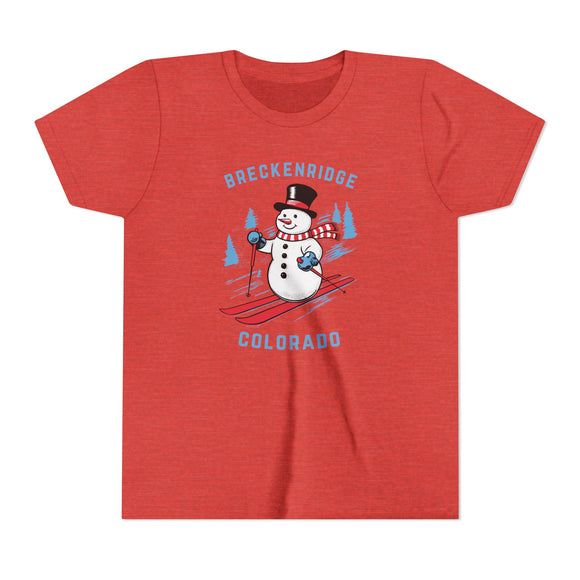 Breckenridge, Colorado Youth Skiing Snowman Tee - Kids Breckenridge T Shirt