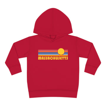 Buy vintage-red Massachusetts Toddler Hoodie - Retro Sunrise Unisex Massachusetts Toddler Sweatshirt