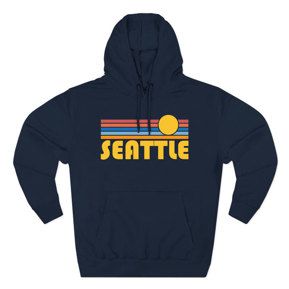 Premium Seattle, Washington Hoodie - Retro Sun Unisex Sweatshirt