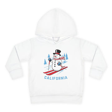 California Toddler Hoodie - Unisex Skiing Snowman California Sweatshirt