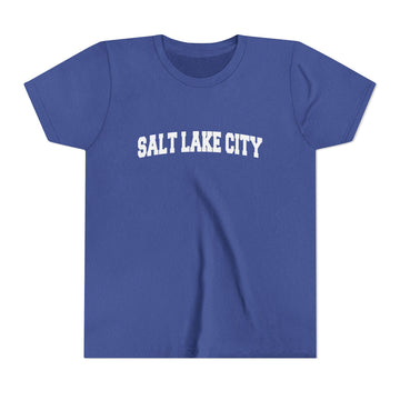 Buy heather-true-royal Salt Lake City, Utah Youth Graphic Tee - Kids Salt Lake City T Shirt
