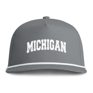 Buy granite Michigan Embroidered Rope Hat - Vintage Sunwashed Rope Cap, Comfort Colors