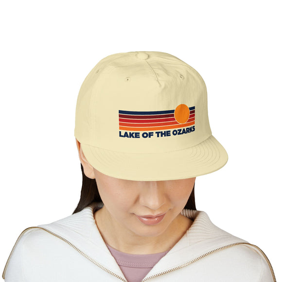 Lake of the Ozarks, Missouri retro sunset Surf Cap | vintage striped sun state hat