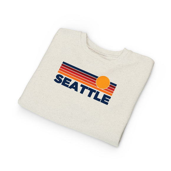 Seattle, Washington Toddler Sweatshirt - Retro Sun Seattle Toddler Crewneck Sweatshirt