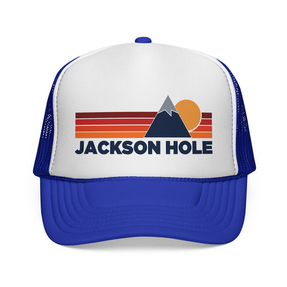 Jackson Hole, Wyoming Retro Mountains Trucker Hat - Vintage Style Jackson Hole Cap