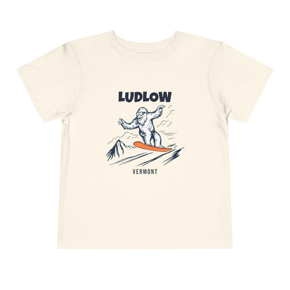 Ludlow, Vermont Yeti Snowboard Toddler Tee