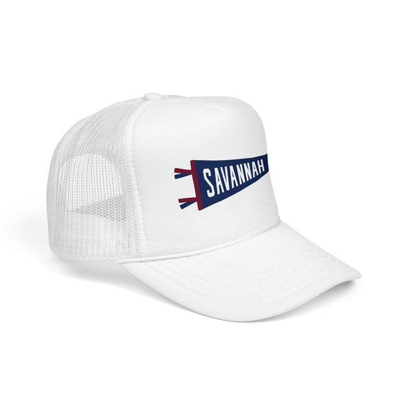 Savannah, Georgia Pennant Trucker Hat — Retro Flag Foam Cap