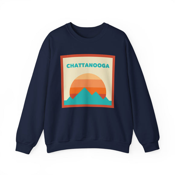 Retro Chattanooga, Tennessee Sweatshirt, Mountain Sun Design, Unisex Crewneck, Gift for Outdoorsy Friends, Vintage Jumper