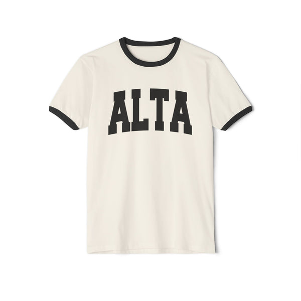 Alta, Utah Cotton Ringer Graphic Tee - Unisex Alta T Shirt, Vintage Style Tee, Men's/Women's Tee