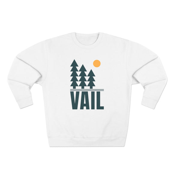 Premium Vail, Colorado Pine Tree Graphic Sweatshirt — Retro Nature Crewneck