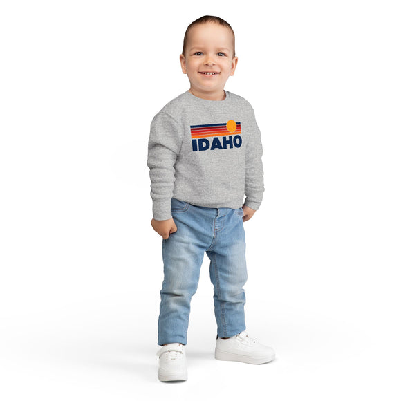 Idaho Toddler Sweatshirt - Retro Sun Idaho Toddler Crewneck Sweatshirt