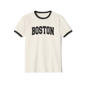 Boston, Massachusetts Cotton Ringer Graphic Tee - Unisex Boston T Shirt, Vintage Style Tee, Men's/Women's Tee - 0