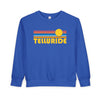 Telluride, Colorado Toddler Sweatshirt - Retro Sun Telluride Toddler Crewneck Sweatshirt