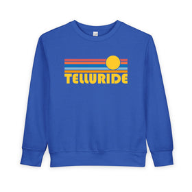 Telluride, Colorado Toddler Sweatshirt - Retro Sun Telluride Toddler Crewneck Sweatshirt