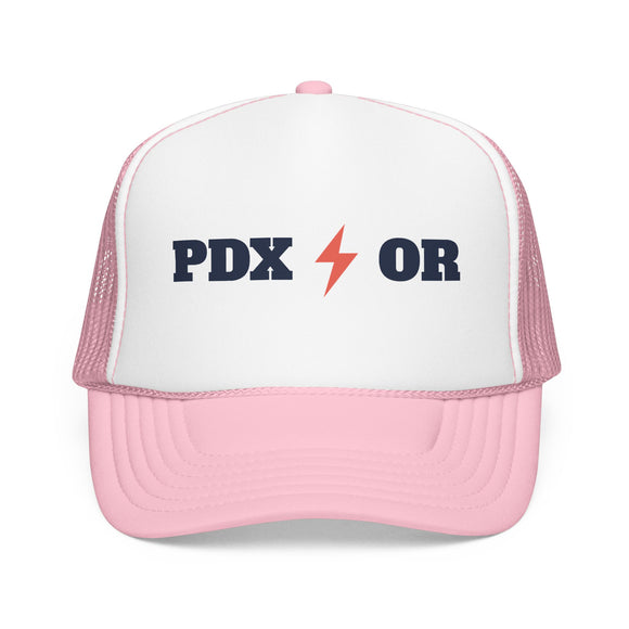 Portland, Oregon Retro Trucker Hat - Lightning Foam Cap