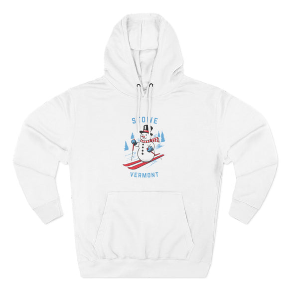 Premium Stowe, Vermont Skiing Snowman Hoodie