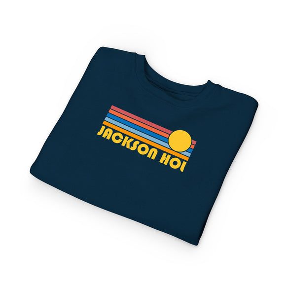 Jackson Hole, Wyoming Toddler Sweatshirt - Retro Sun Jackson Hole Toddler Crewneck Sweatshirt