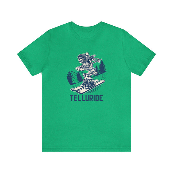 Telluride, Colorado T-Shirt - Skeleton Skier Unisex Telluride Shirt