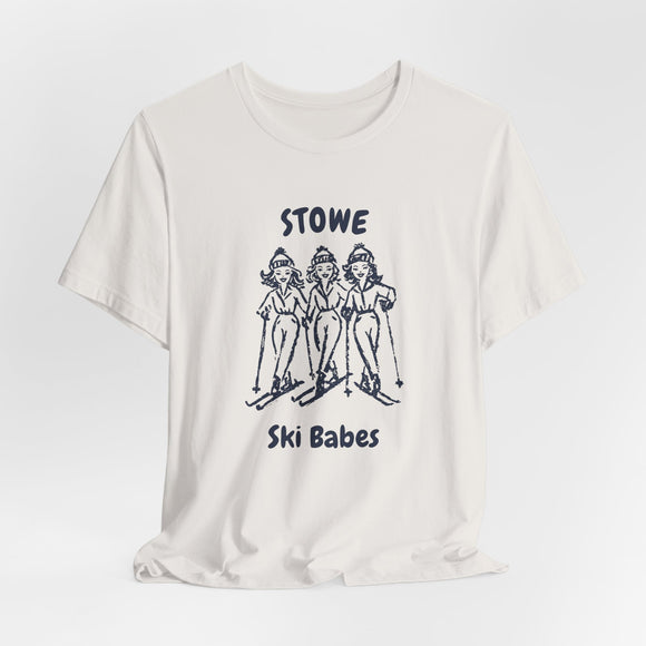 Stowe, Vermont Ski Babes T‑Shirt — Retro Skiing Graphic Tee
