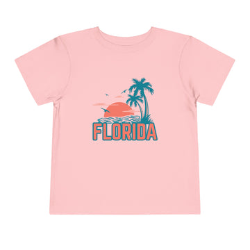 Buy pink Florida Toddler T-Shirt - Retro Palm Tree Unisex Toddler Florida Shirt