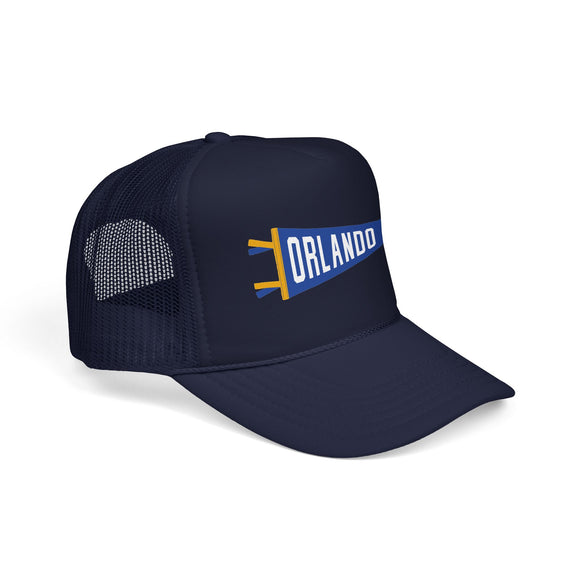 Orlando, Florida Pennant Trucker Hat — Retro Flag Foam Cap